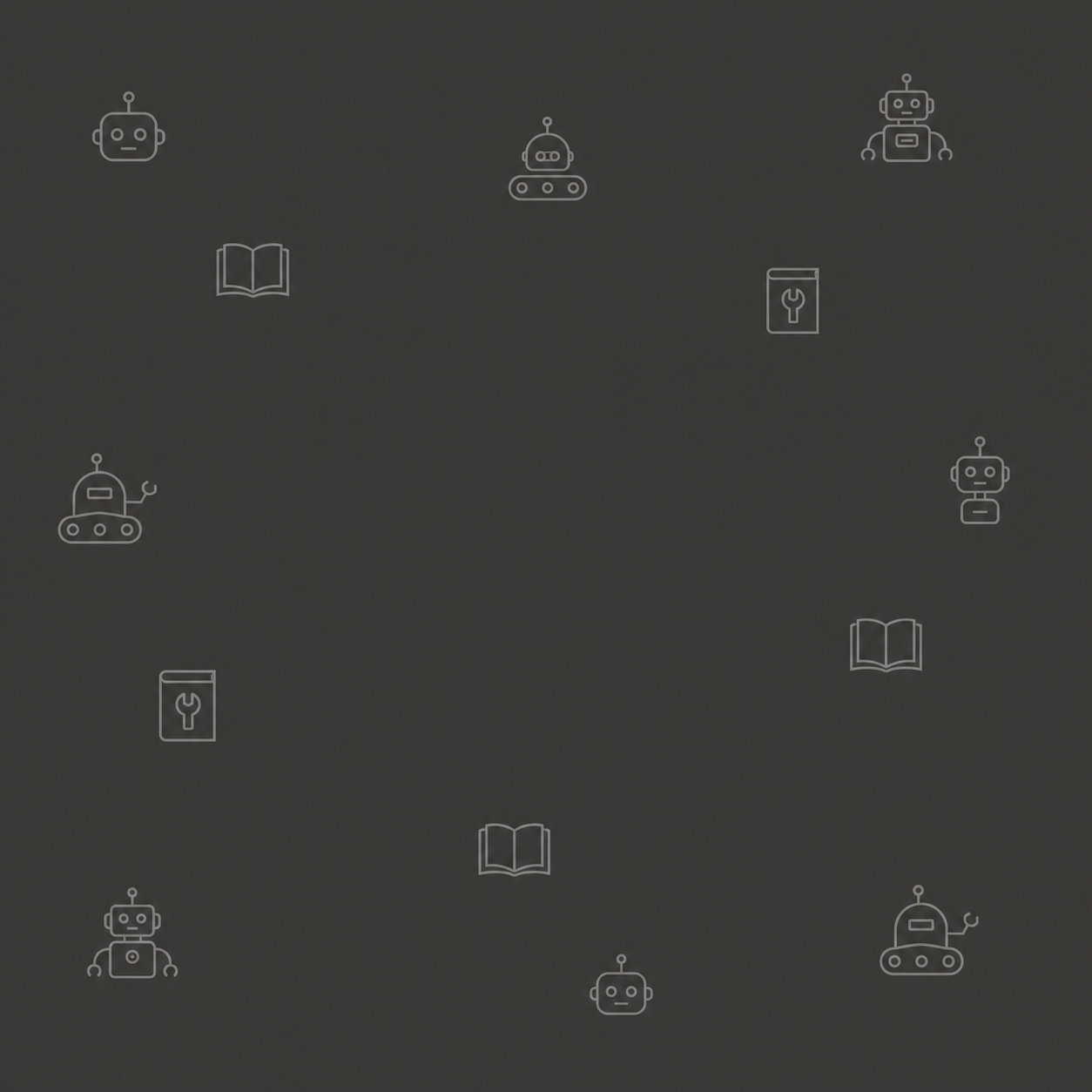 Imagen sobre manuales e IA, la imagen contiene iconos de robost y manuales. Imagen hecha con la IA de HubSpot para la generación de imágenes. 