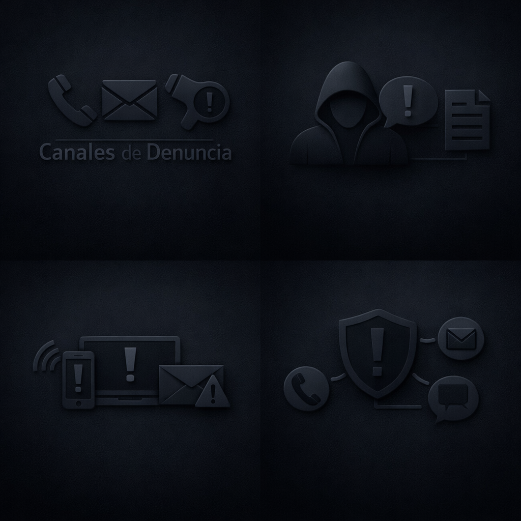 imagen con iconos que hace referencia a los canales de denuncia